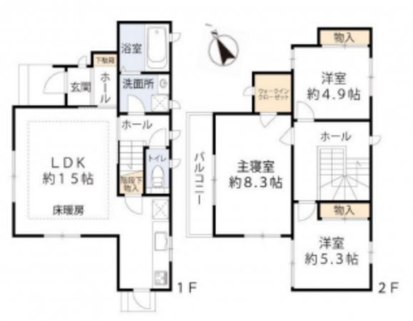 高槻市野田、中古一戸建ての間取り画像です
