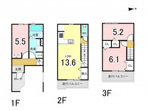 高槻市東五百住町、新築一戸建ての間取り画像です