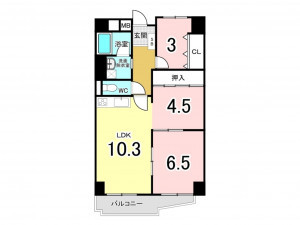 高槻市千代田町、中古マンションの間取り画像です