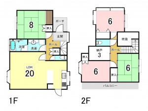 高槻市浦堂本町、中古一戸建ての間取り画像です