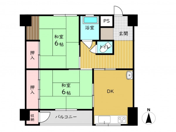 高槻市土室町、中古マンションの間取り画像です