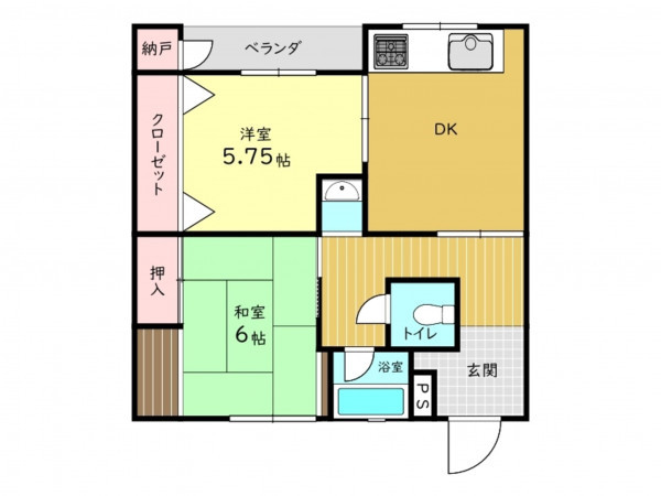 高槻市土室町、中古マンションの間取り画像です
