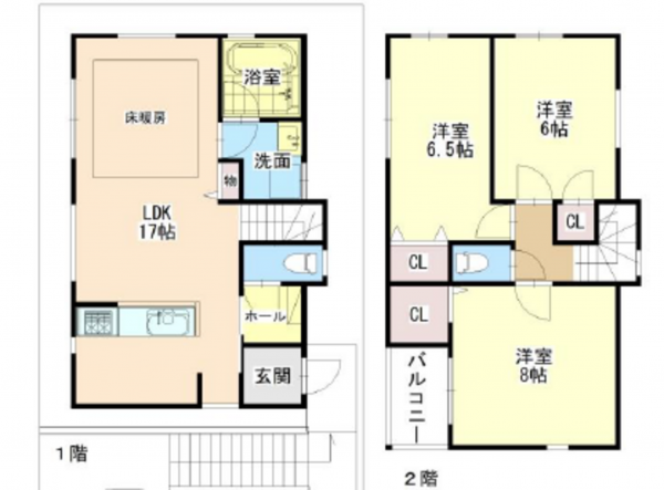 高槻市安岡寺町、中古一戸建ての間取り画像です