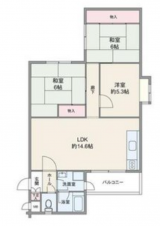 高槻市真上町、中古マンションの間取り画像です