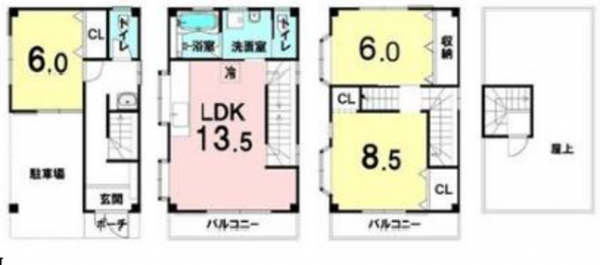 高槻市辻子、中古一戸建ての間取り画像です