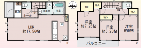 高槻市芝生町、新築一戸建ての間取り画像です