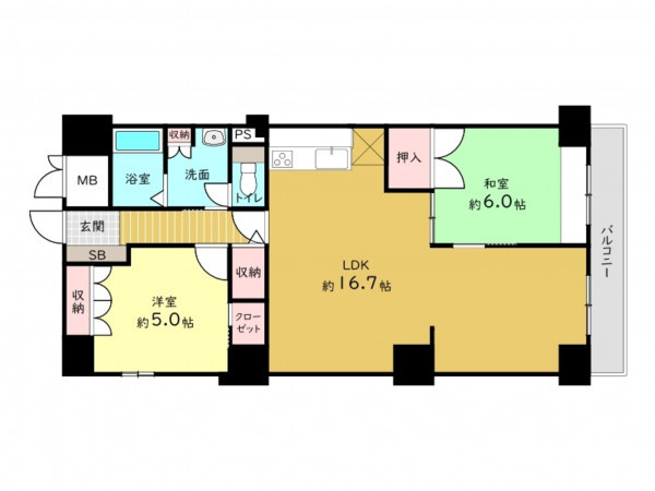 高槻市安満西の町、中古マンションの間取り画像です