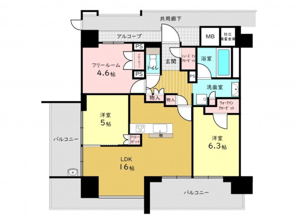 高槻市松原町、中古マンションの間取り画像です