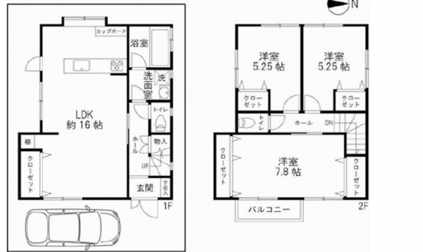高槻市古曽部町、中古一戸建ての間取り画像です