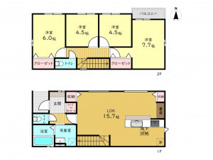 高槻市城西町、新築一戸建ての間取り画像です