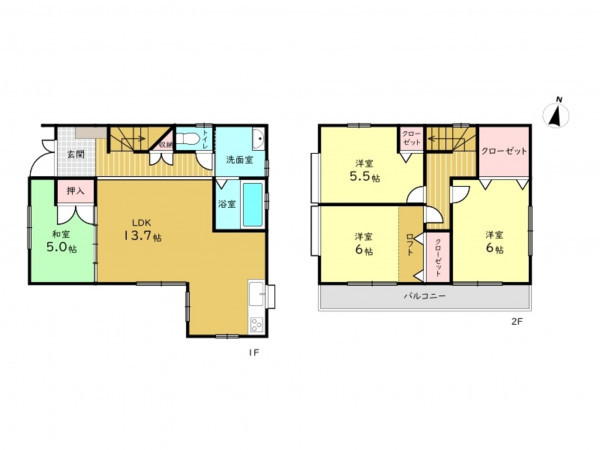 高槻市南庄所町、中古一戸建ての間取り画像です