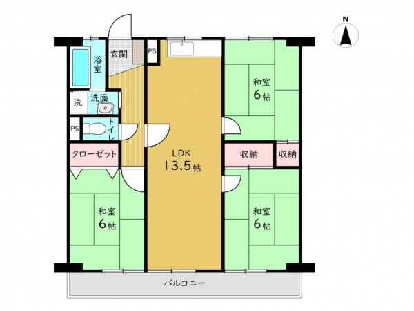 高槻市宮野町、中古マンションの間取り画像です