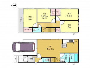 高槻市西冠、新築一戸建ての間取り画像です