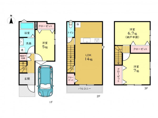 高槻市津之江北町、中古一戸建ての間取り画像です