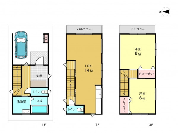 高槻市城南町、新築一戸建ての間取り画像です