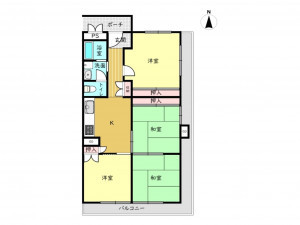 高槻市古曽部町、中古マンションの間取り画像です