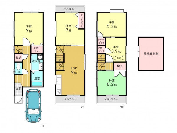 高槻市大冠町、中古一戸建ての間取り画像です