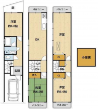高槻市津之江町、中古一戸建ての間取り画像です