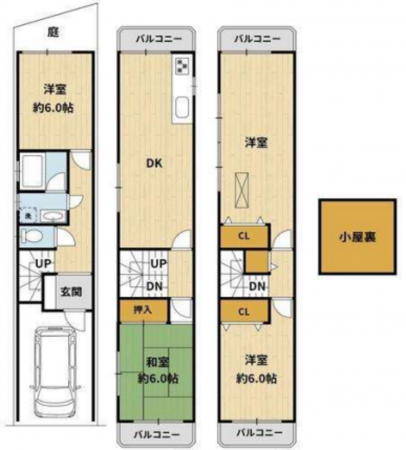 高槻市津之江町、中古一戸建ての間取り画像です