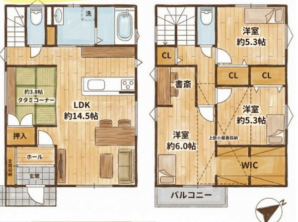 高槻市安岡寺町、中古一戸建ての間取り画像です
