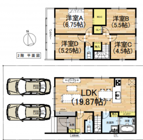 高槻市真上町、新築一戸建ての間取り画像です