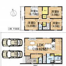 高槻市真上町、新築一戸建ての間取り画像です