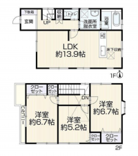 高槻市津之江町、中古一戸建ての間取り画像です