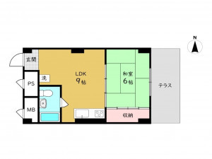 高槻市古曽部町、中古マンションの間取り画像です