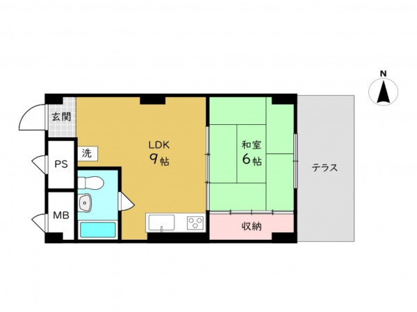 高槻市古曽部町、中古マンションの間取り画像です