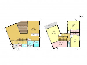 高槻市大冠町、新築一戸建ての間取り画像です