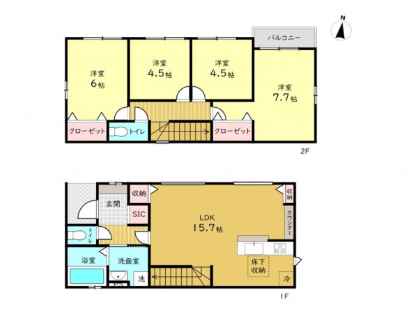 高槻市城西町、新築一戸建ての間取り画像です