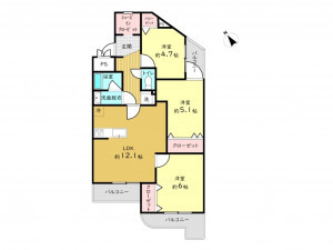 高槻市緑町、中古マンションの間取り画像です