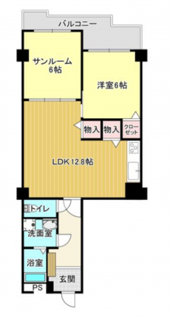 豊橋市花中町、マンションの間取り画像です