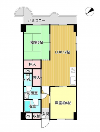 豊橋市船町、マンションの間取り画像です