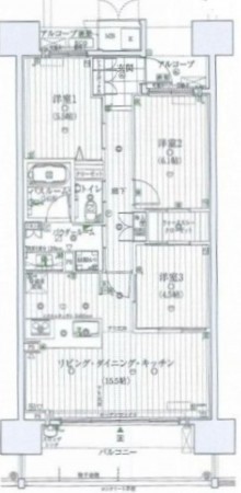 豊橋市前田中町、マンションの間取り画像です