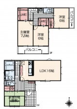 豊橋市花中町、新築一戸建ての間取り画像です
