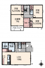 豊橋市花中町、中古一戸建ての間取り画像です