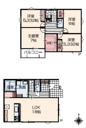 豊橋市花中町、中古一戸建ての間取り画像です