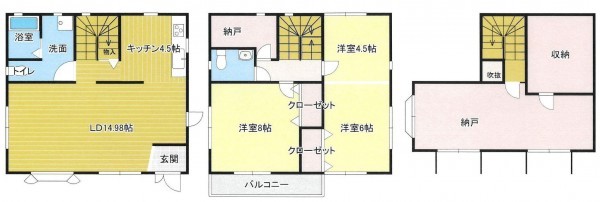 豊橋市平川本町、中古一戸建ての間取り画像です
