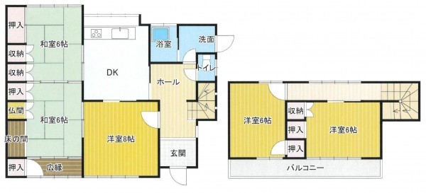 豊橋市緑ケ丘、中古一戸建ての間取り画像です