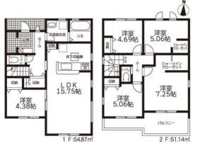 豊橋市多米中町、新築一戸建ての間取り画像です
