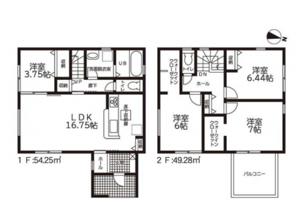豊橋市芦原町、新築一戸建ての間取り画像です