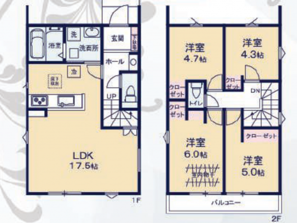 豊橋市多米中町、新築一戸建ての間取り画像です