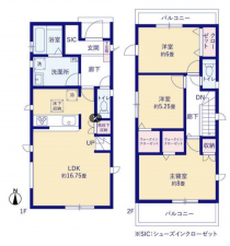 豊橋市東郷町、新築一戸建ての間取り画像です