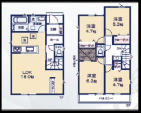 豊橋市多米中町、新築一戸建ての間取り画像です