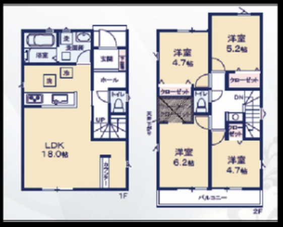 豊橋市多米中町、新築一戸建ての間取り画像です