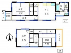 豊橋市立花町、中古一戸建ての間取り画像です