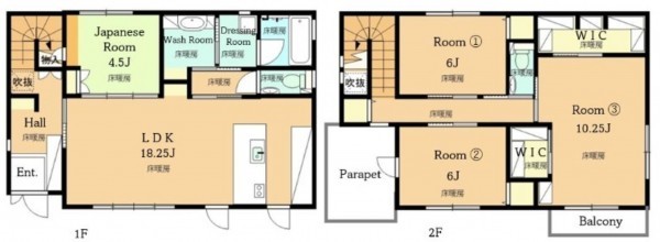 豊橋市牛川町、中古一戸建ての間取り画像です