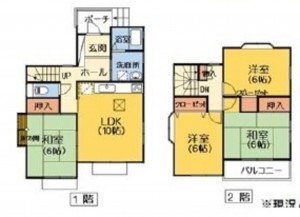豊橋市緑ケ丘、中古一戸建ての間取り画像です