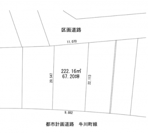 豊橋市牛川町、土地の間取り画像です